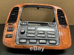 1998-2002 Lexus LX470 Climate Control Radio Tape CD Player Dash Wood Bezel OEM