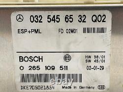 2003 Mercedes Sl500 Anti Lock Brake System Abs Control Module 0325456532
