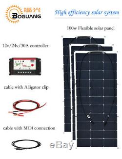 300W Solar Panel System 3x 100W Flexible Module 30A Controller Cable 12v Battery