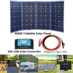 400W Portable Solar Panel Cell Module+30A Controller for Outdoor Camping Boat RV