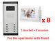 8 Unit Apartment Intercom Entry System 7'' Monitor Audio Wired Video Door Phone