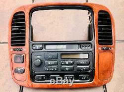 98 99 00 01 02 Lexus LX470 Climate Control Radio Tape CD Player Dash Bezel OEM