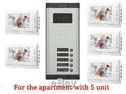 Apartment 5 Unit Intercom Wired Video Door Phone Audio Visual Entry System 1V5