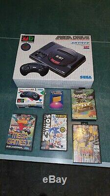 Asian Mega Drive console MD1 PAL-1 Plus boxed games, controller, module V. G. C