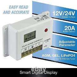 ExpertBattery 200W 12V Monocrystalline Solar Panel Kit with 20A PWM Controller