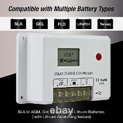 ExpertBattery 200W 12V Monocrystalline Solar Panel Kit with 20A PWM Controller