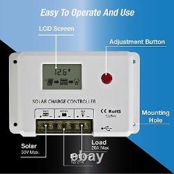 ExpertBattery 200W 12V Monocrystalline Solar Panel Kit with 20A PWM Controller