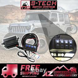 S-Tech 4 Switch System with Relay Center Blue Dual LED 09-18 Jeep Wrangler JK
