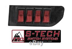 S-Tech 4 Switch System with Relay Center Red Kit for 2018 Jeep Wrangler JL