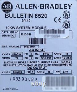 Allen Bradley 8520-S10 9/440 CNC Drive 10kW Module de commande du système